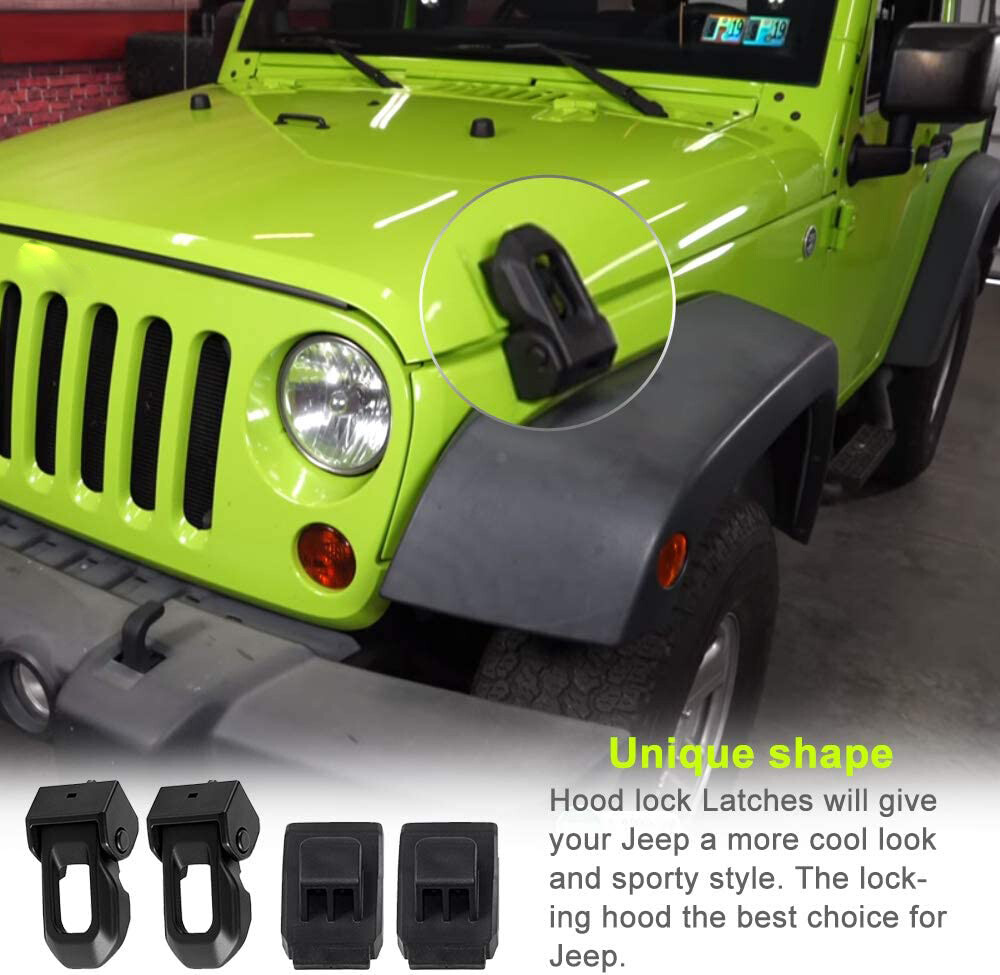 For Jeep Hood Latch For 07-23 Jeep Wrangler Jk JL JT Black Stainless Steel Catch