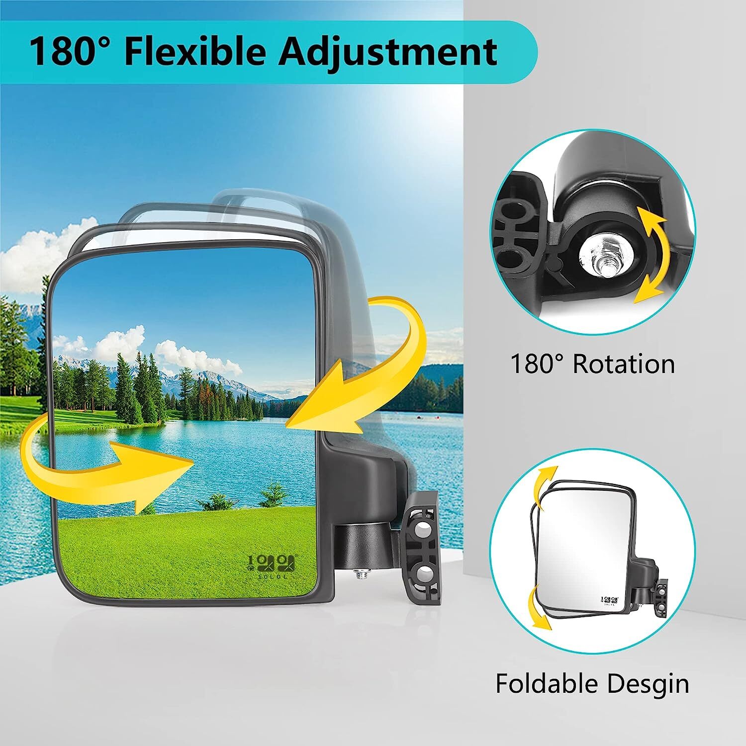 Golf Cart Mirror No Drilling, Side Rear View Mirrors for Yamaha EZGO Club Car