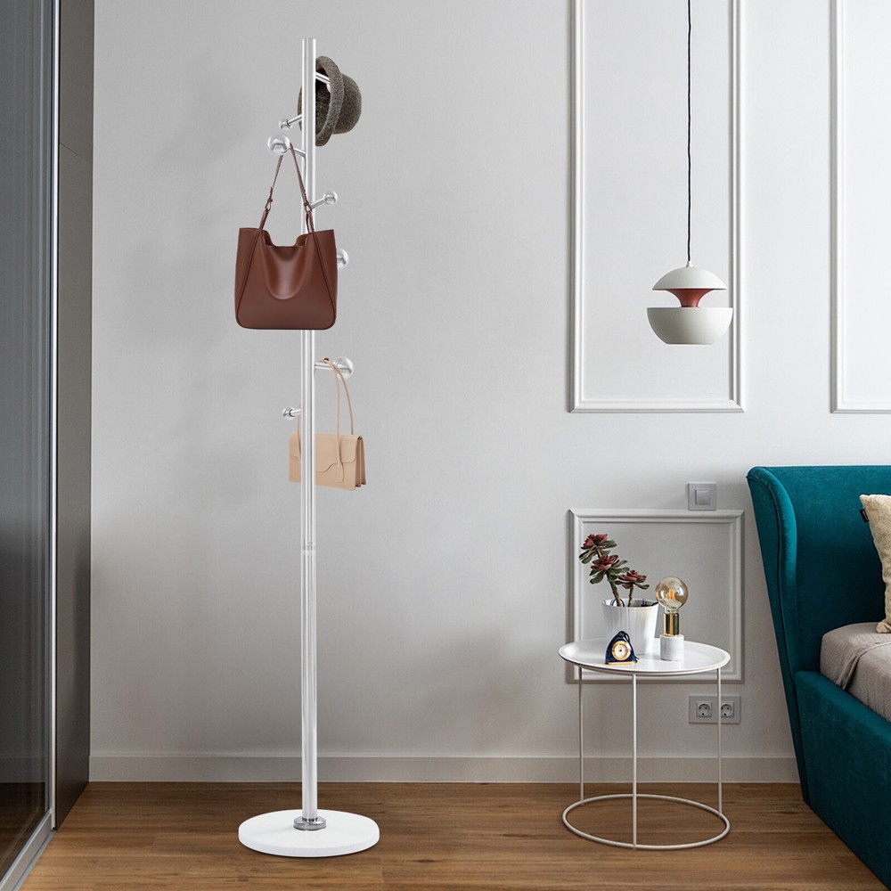 Coat Rack For Entryway Freestanding Coat Stand Corner Coat Rack White 8 Hooks
