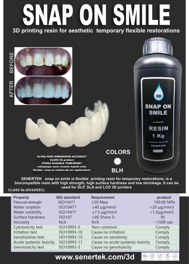 DLP SLA LCD 3d printer SNAP ON SMILE resin