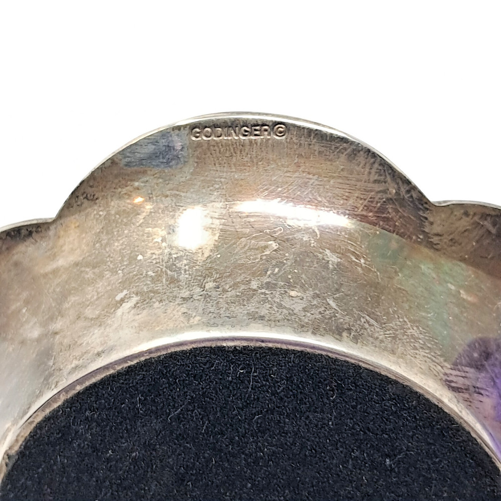 Godinger Silver Plated Ring Holder trinket dish 1992 petal scroll vintage