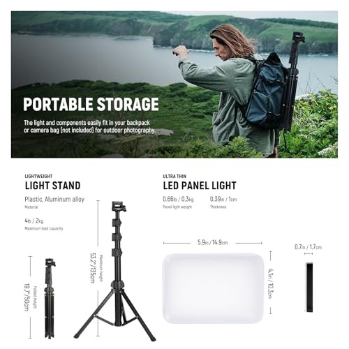 Basics 2 Pack LED Video Light Panel Lighting BP66 (2 Pack w/ Stands & Filters)