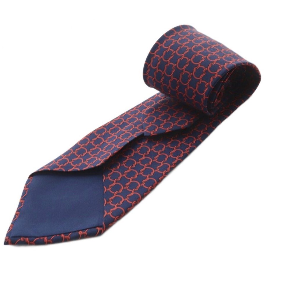 HERMES FA Tie Pattern Navy Red 7788 SR OH Men s
