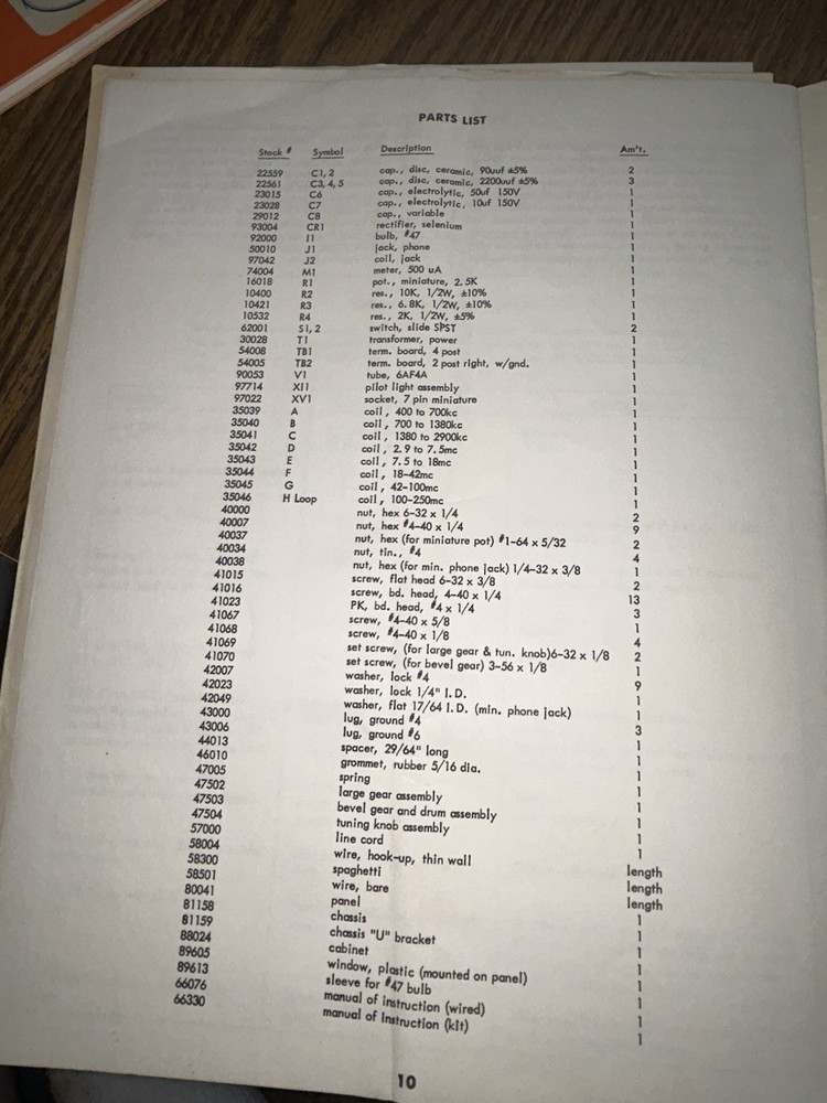 1959 EICO 710 GRID DIP METER Folder & Paperwork- Estate Piece, Read Below