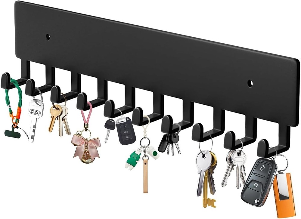 Key Holder Wall Mount with 10 Hooks - Key Rack Organizer for Entryway, Kitche...