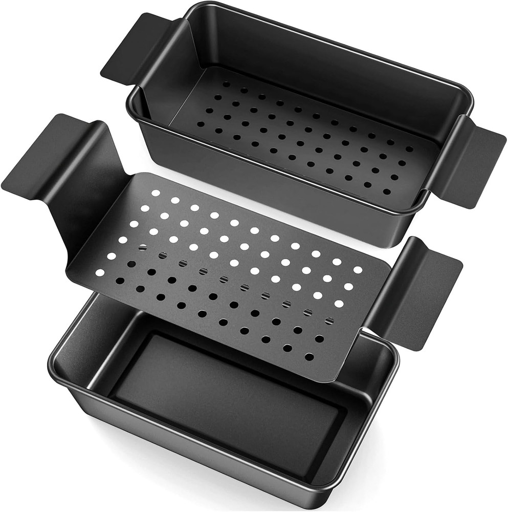 Loaf Pan with Drip Tray Nonstick 2 Pack Meatloaf Bread