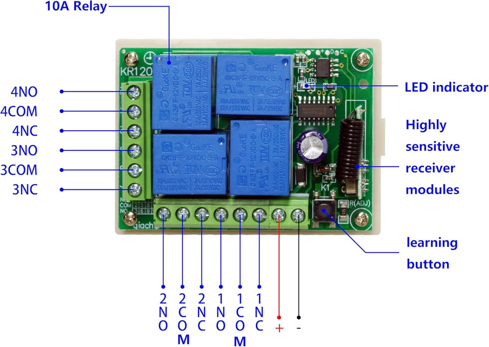 Universal 12V 4CH Wireless Relay Remote Module Switch RF 433Mhz with Remote Cont