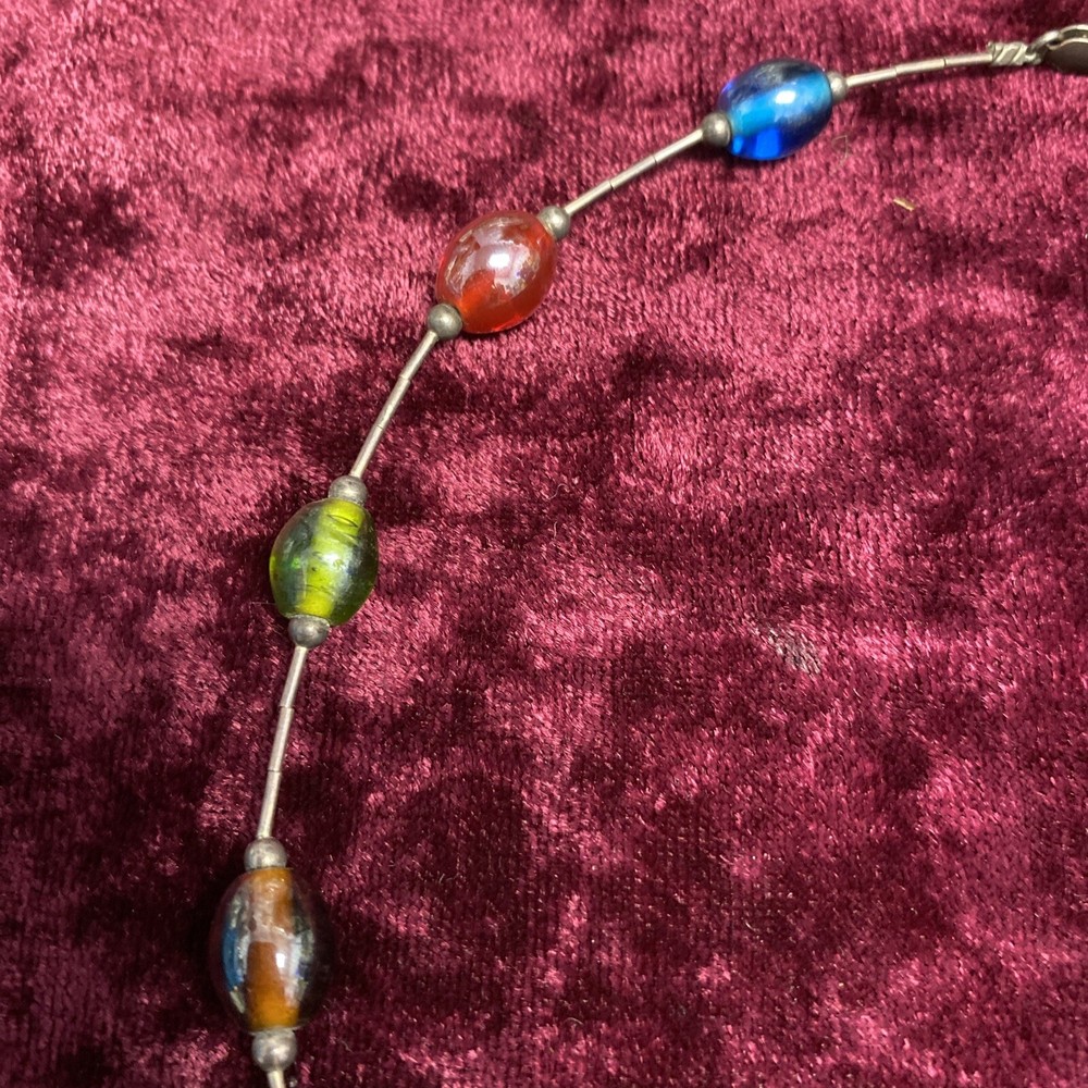 STERLING SILVER BEADED NECKLACE 18 INCH