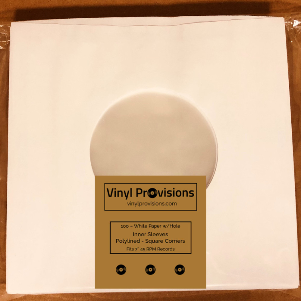 Polylined 45 RPM Inner Paper Record Sleeves for 7" Record (100)
