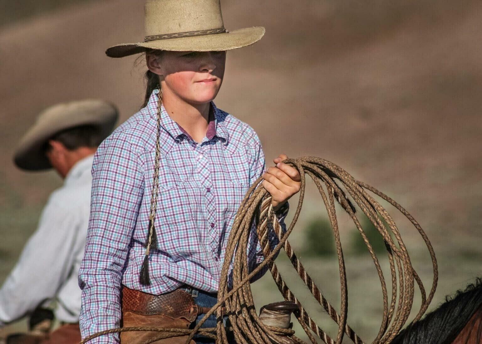 TURQUOISE n BLACK 10 Plait Pryor ParaCord Hondo w/ Bull Rawhide Burner Buckaroo