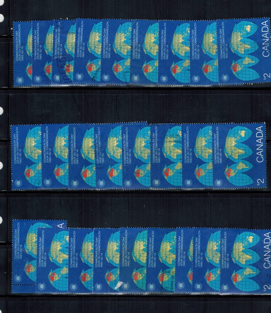 CANADA SCOTT 977 USED X 26 WITH LIGHT CANCELS.