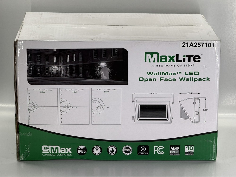 MaxLite WPOP28U-CSBCR WallMax LED Open Face Wallpack