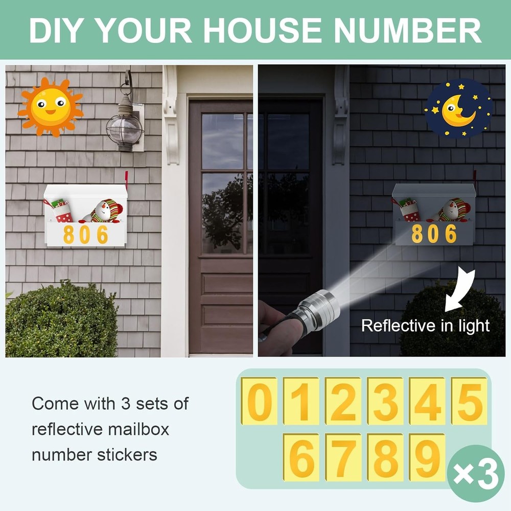 Wall-Mount Mailbox with Flag, Large Capacity Mailboxes for Outside House with Pl