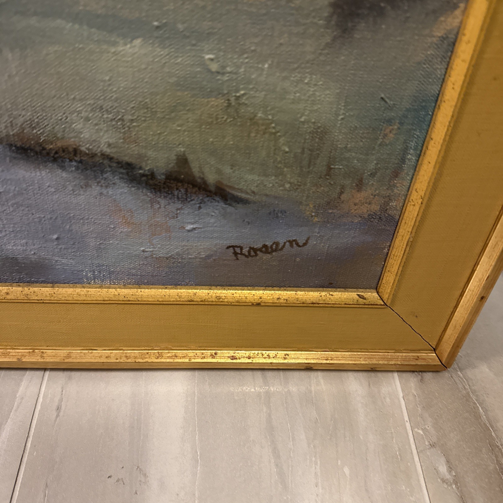 Vintage Florida Landscape Original Oil Painting On Canvas Framed Signed Rosen