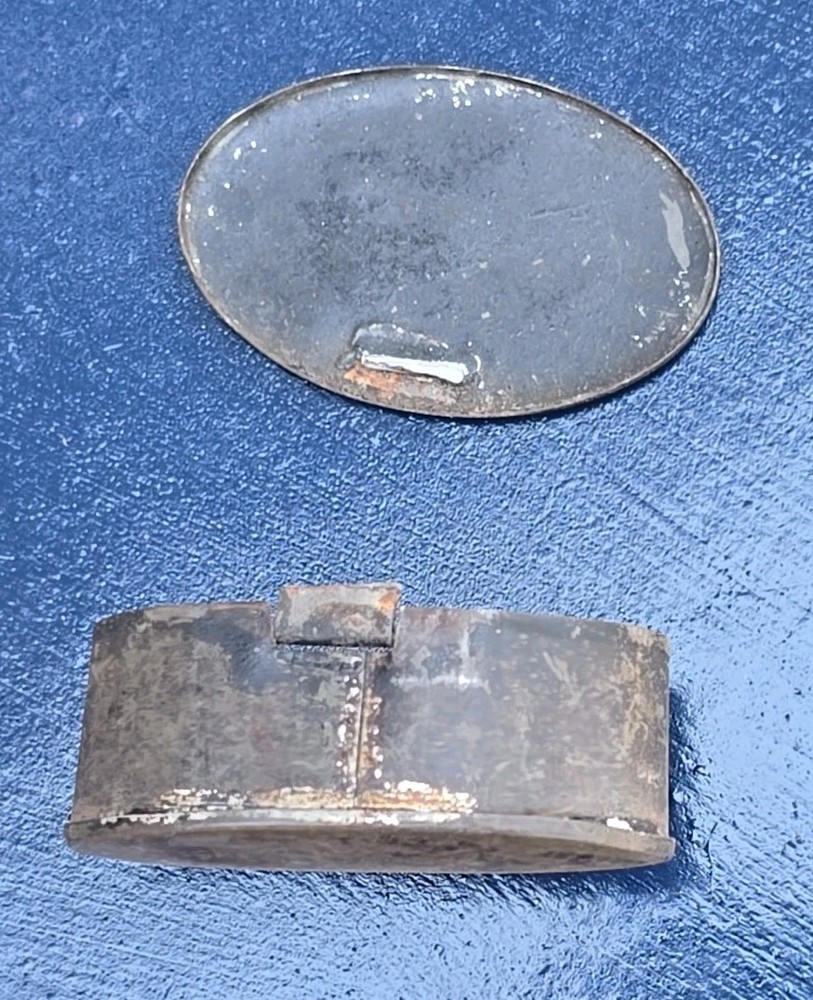 Primative Oval Tin Tobacco Snuff Box