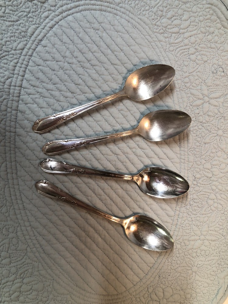 Rogers "MEADOWBROOK” Pattern Silverplate Flatware, Circa 1936, 4 Teaspoon Set