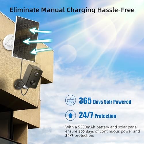 2K Security Cameras Wireless Outdoor Solar Battery Powered Camera 4 Pack Black