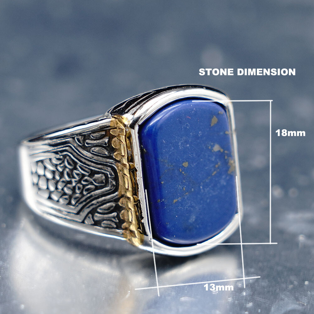 MENDEL Men Blue Lapis Lazuli Stone Ring For Men Stainless Steel Size 7 8 9 10-15