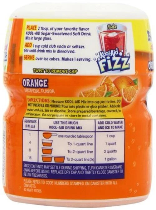 Kool-aid Orange soft drink Mix 19 Oz Container