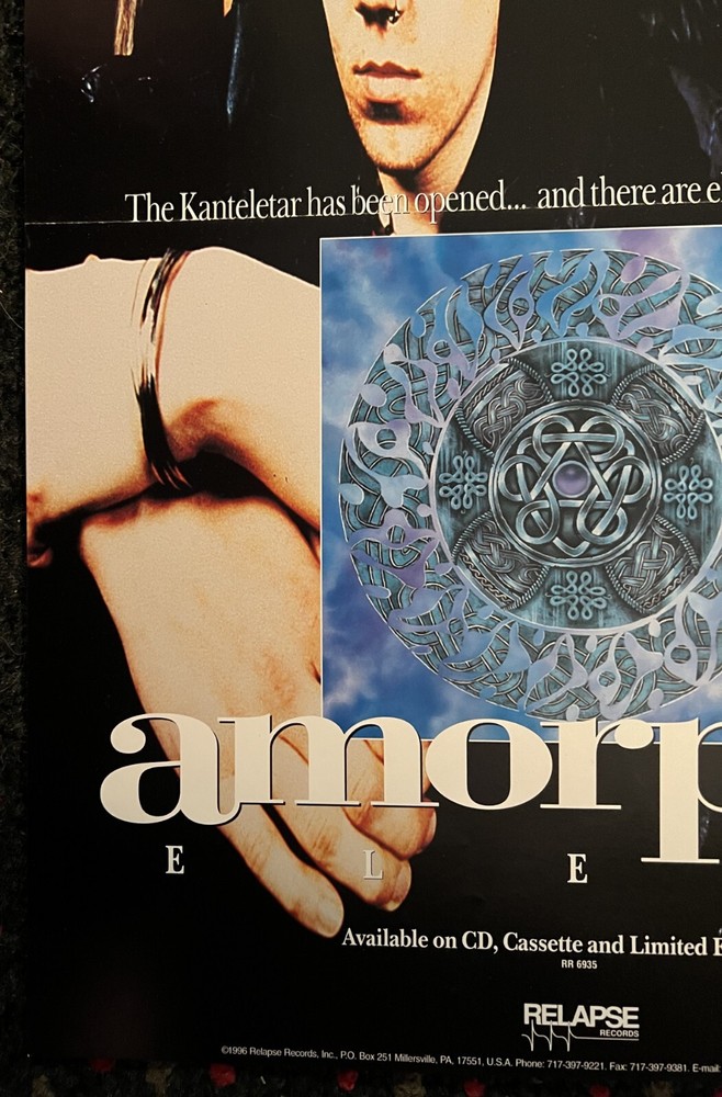 AMORPHIS Elegy 11x17 record store 2sided promo poster RELAPSE DEATH METAL 1996