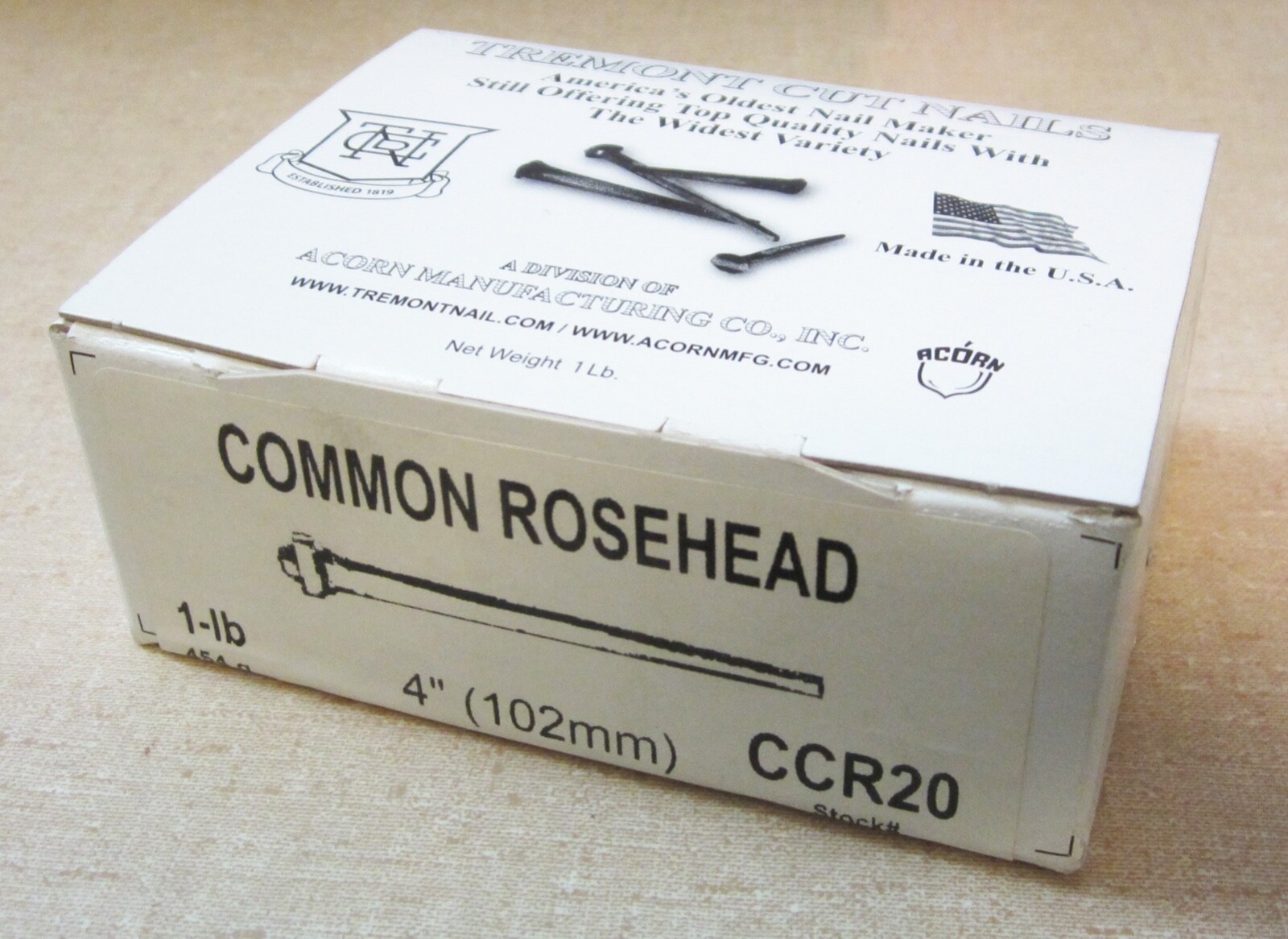 New Tremont 4" Square-Cut Common Rosehead Nails, 1Lb Box Approx 21 Nails (CCR20)