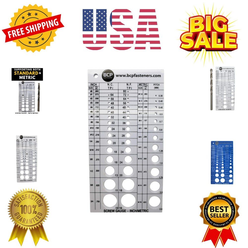 Screw Thread Gauge | Metric and SAE | Recommends Drill Bit & Tap Size