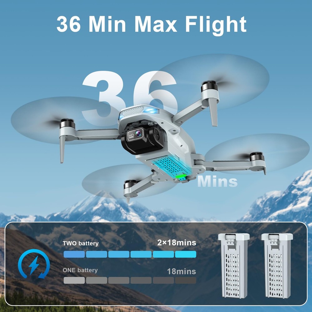 Drones with Camera for Adults Beginners, 2K HD FPV Foldable RC Blue