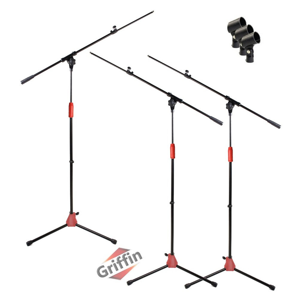 Microphone Boom Stand 3 PACK - GRIFFIN Telescoping Boom Tripod Studio Stage Mic