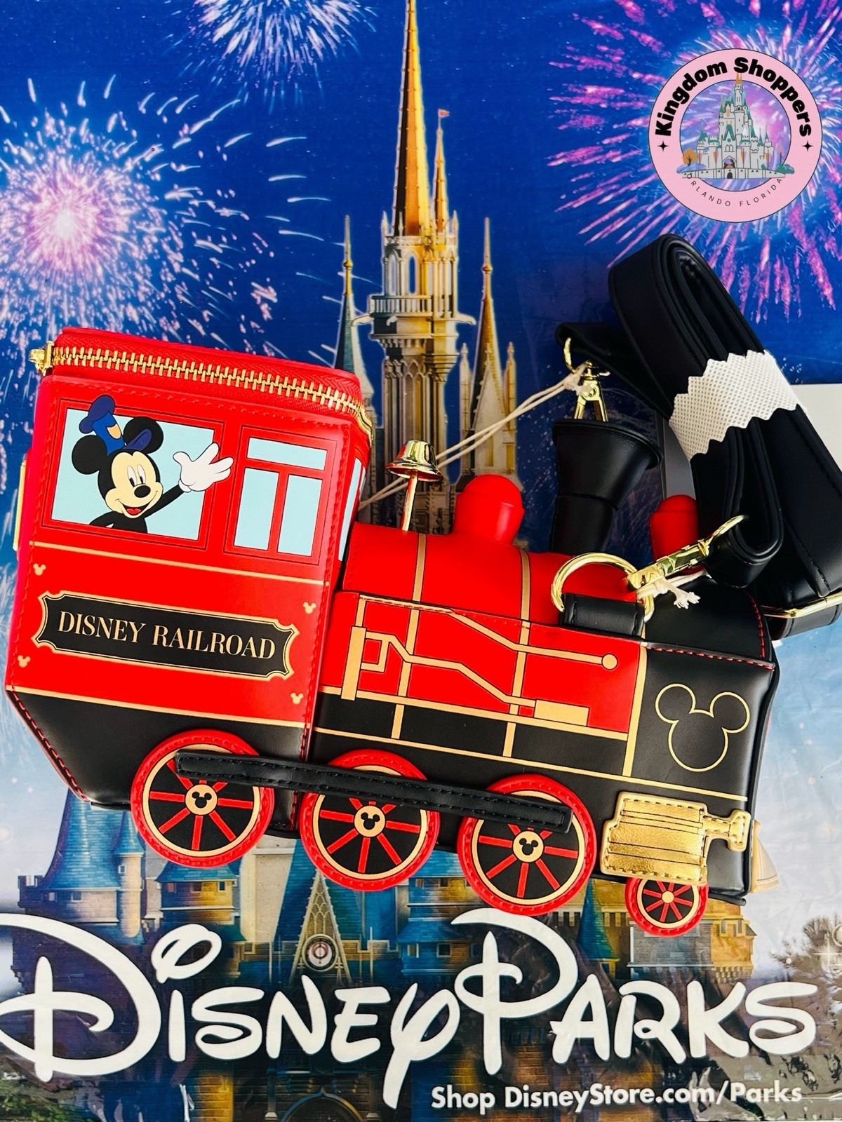 2026 Disney Parks Loungefly Railroad Train Mickey Minnie Mouse Crossbody Bag New