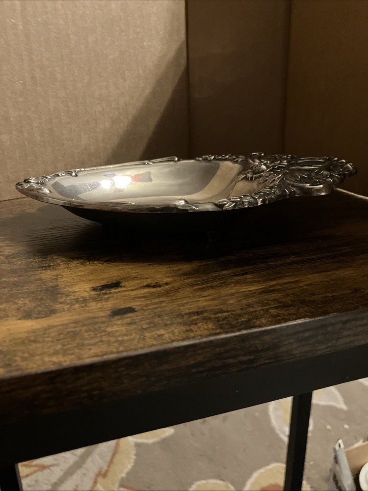 Leonard Italy Vintage Silver Plated Heart Shaped Trinket Dish 8”x6”x1”