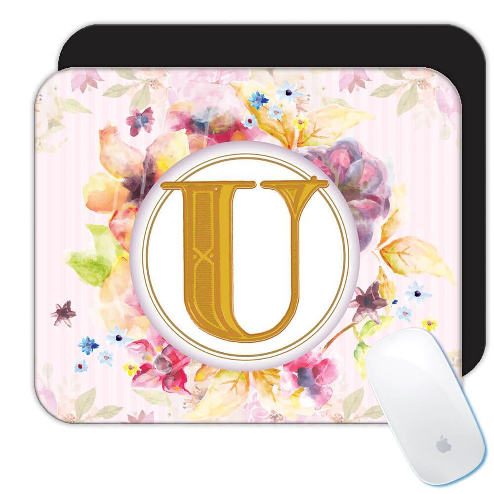 Gift Mousepad : Monogram Letter U Name Initial Alphabet ABC