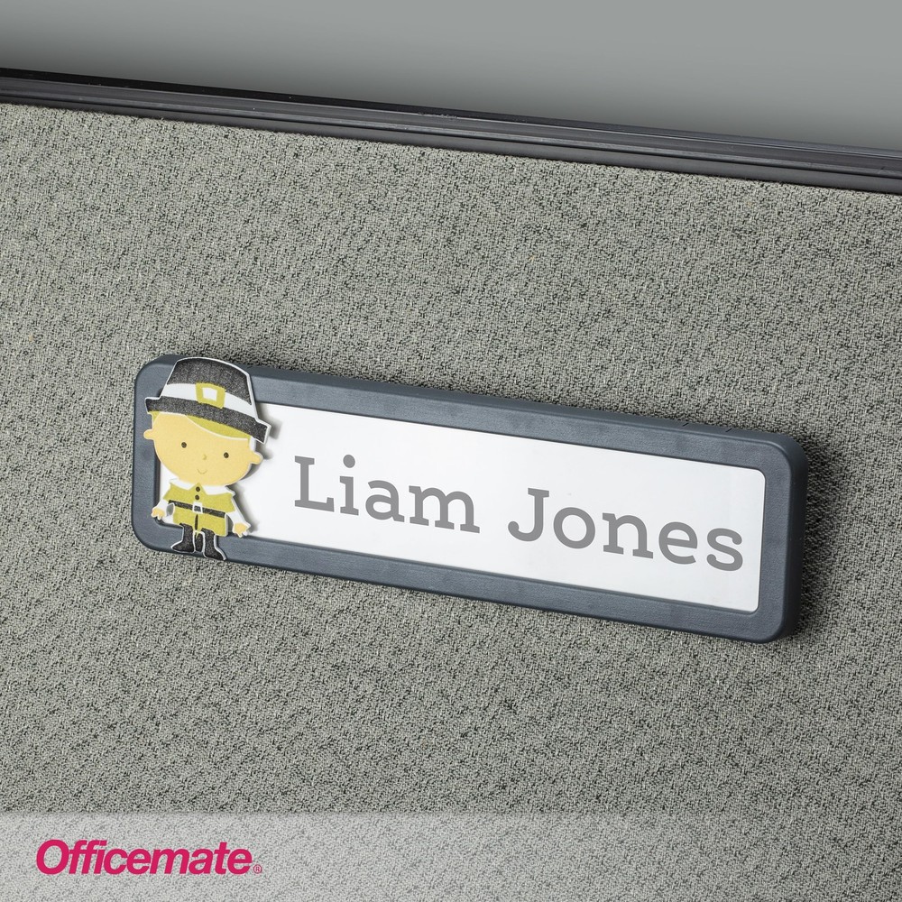 Verticalmate Gray Name Plate for Cubicle Wall Attachment Identification Tag