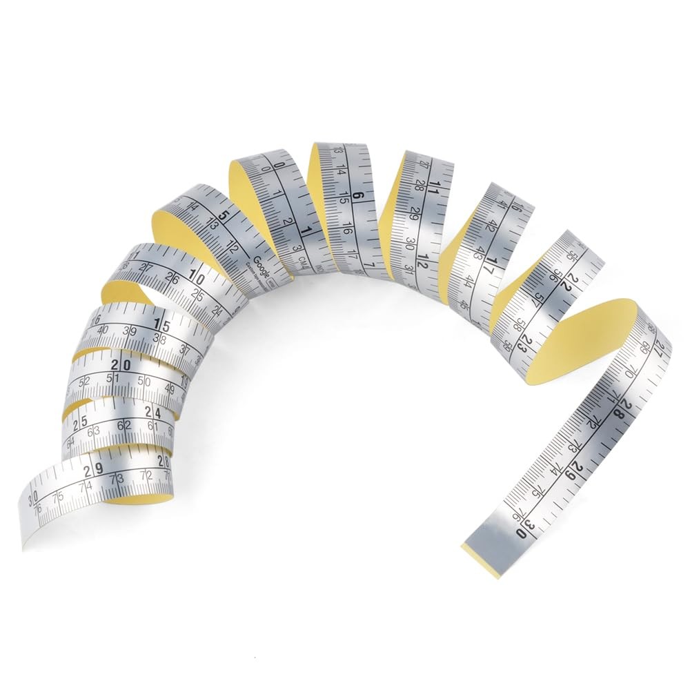 WIN TAPE Workbench Ruler Adhesive Backed Start from Middle - Inch/cm, Silver