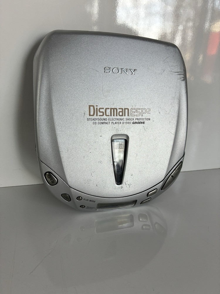 Sony Discman D-E401 Groove CD Player ESP2 Silver - TESTED WORKS