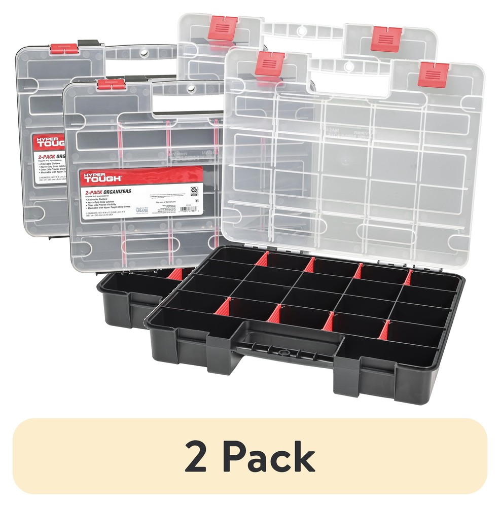 2-Pack Organizer, Stackable Plastic With 8 Movable Dividers, 93512638