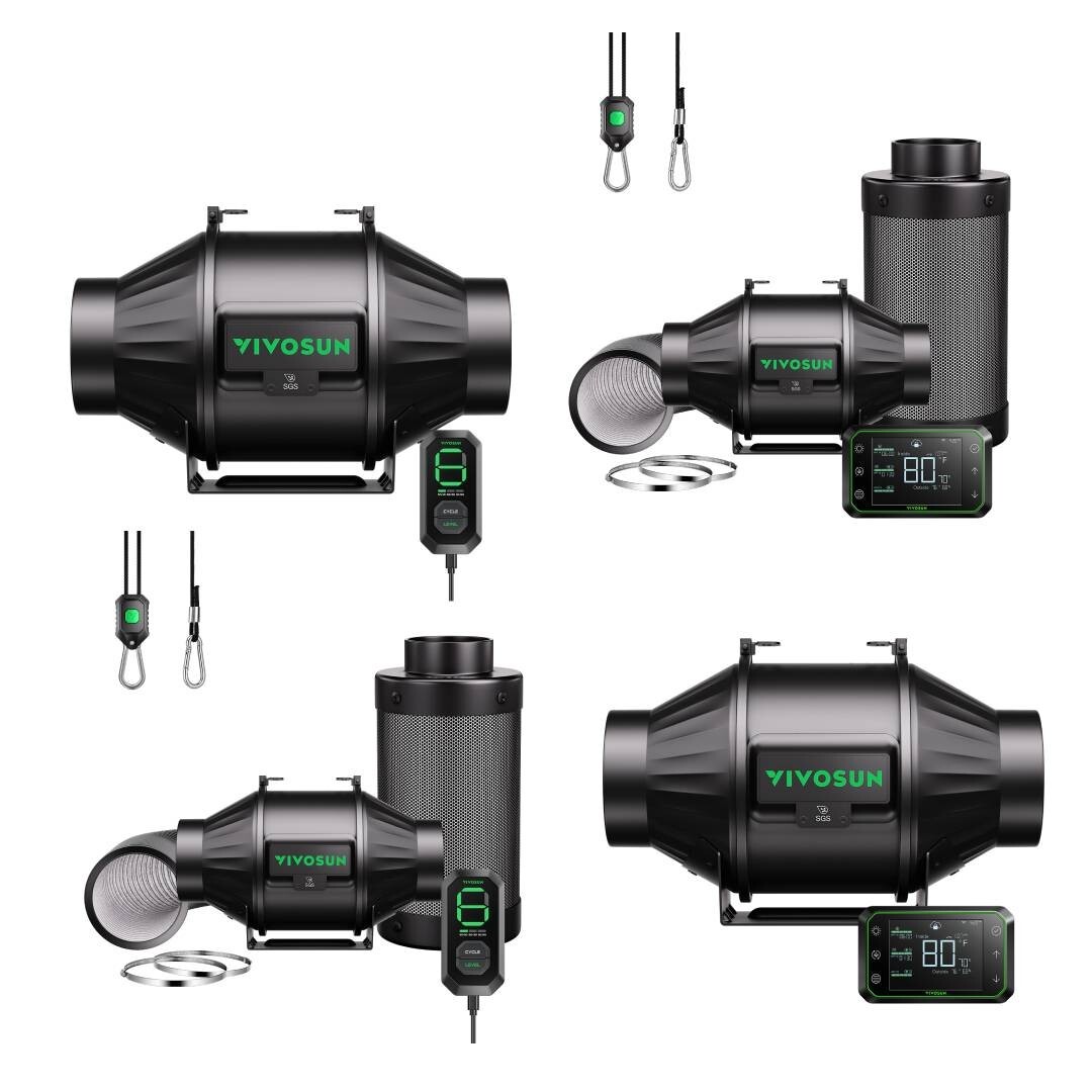 VIVOSUN AeroZesh T4/T6/T8 Inline Duct Fan Smart Ventilation System For Grow Tent