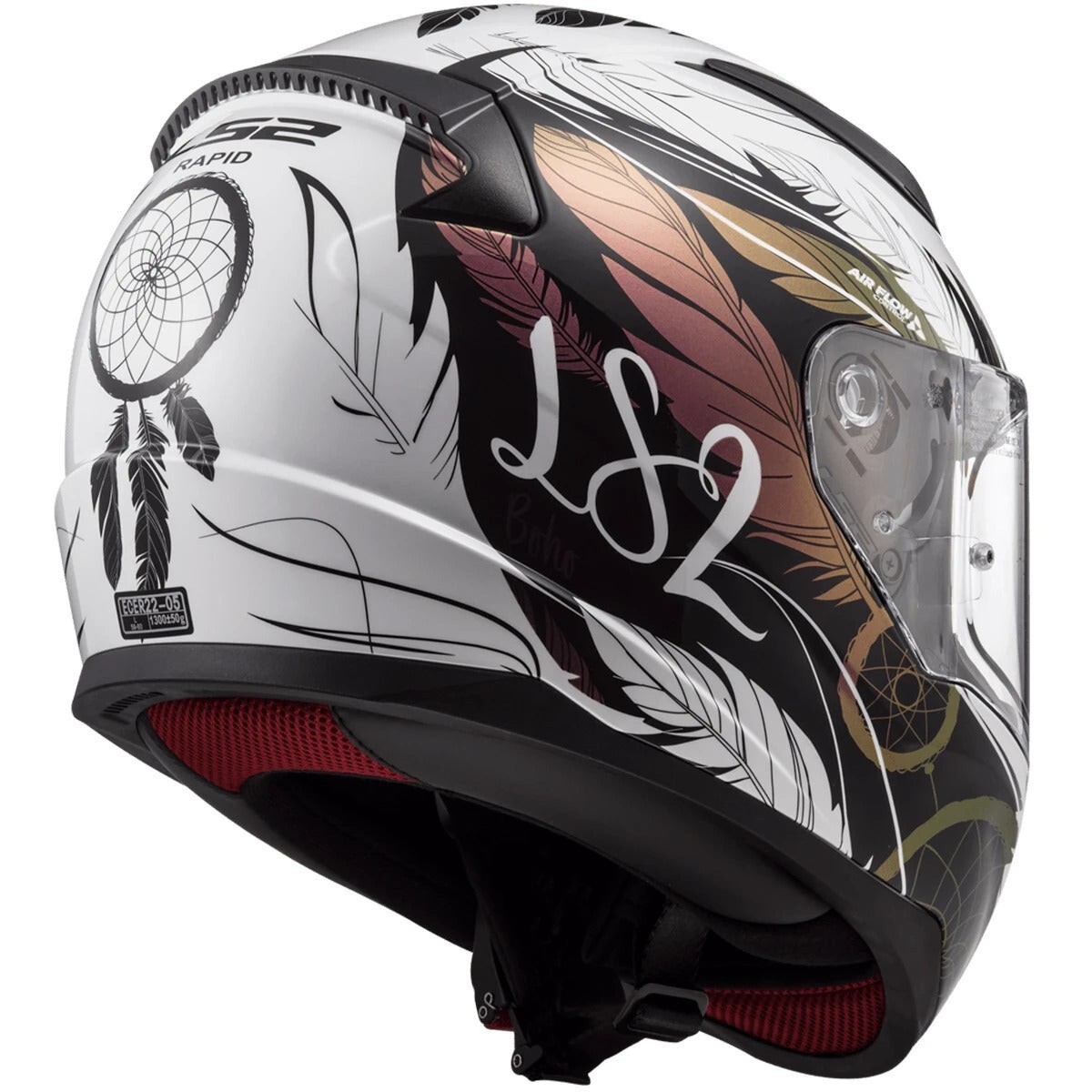 LS2 Rapid Full Face Motorcycle Helmet Solid Dream Catcher Chameleon/White 2XL