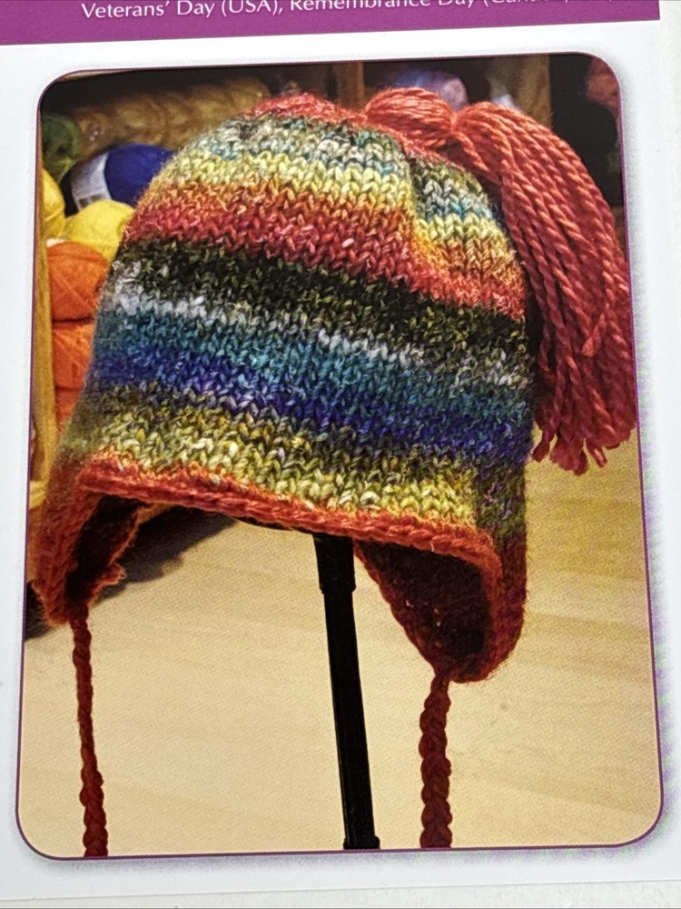 Striped Alpiner Hat Knitting Pattern Card Page