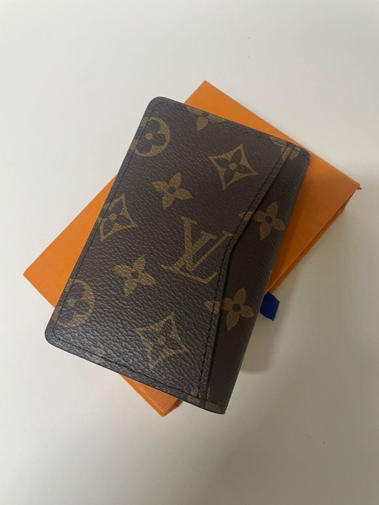 LV Louis Vuitton Pocket Organizer Monogram Eclipse Brown with box.