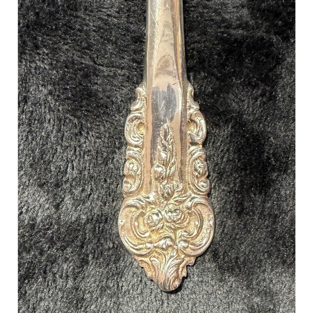 Ornate Silver Plated Serving Fork 10.5" Victorian Rococo Pattern Vintage