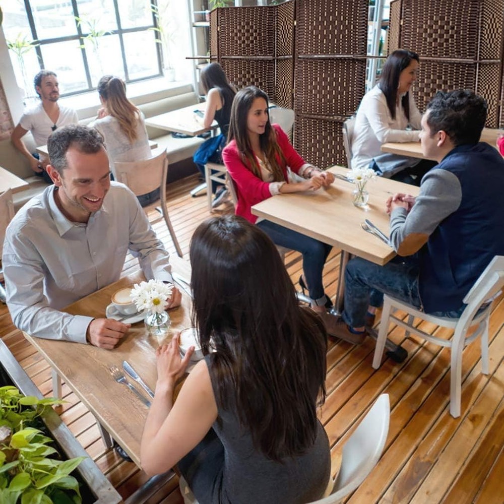 Wooden Folding Room Divider with Storage Brown