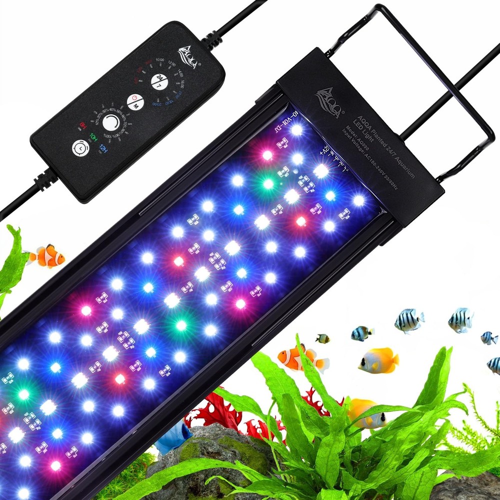 AQQA LED Aquarium Light, 24/7 Mode IP68 Waterproof Extendable Bracket Fish Ta...