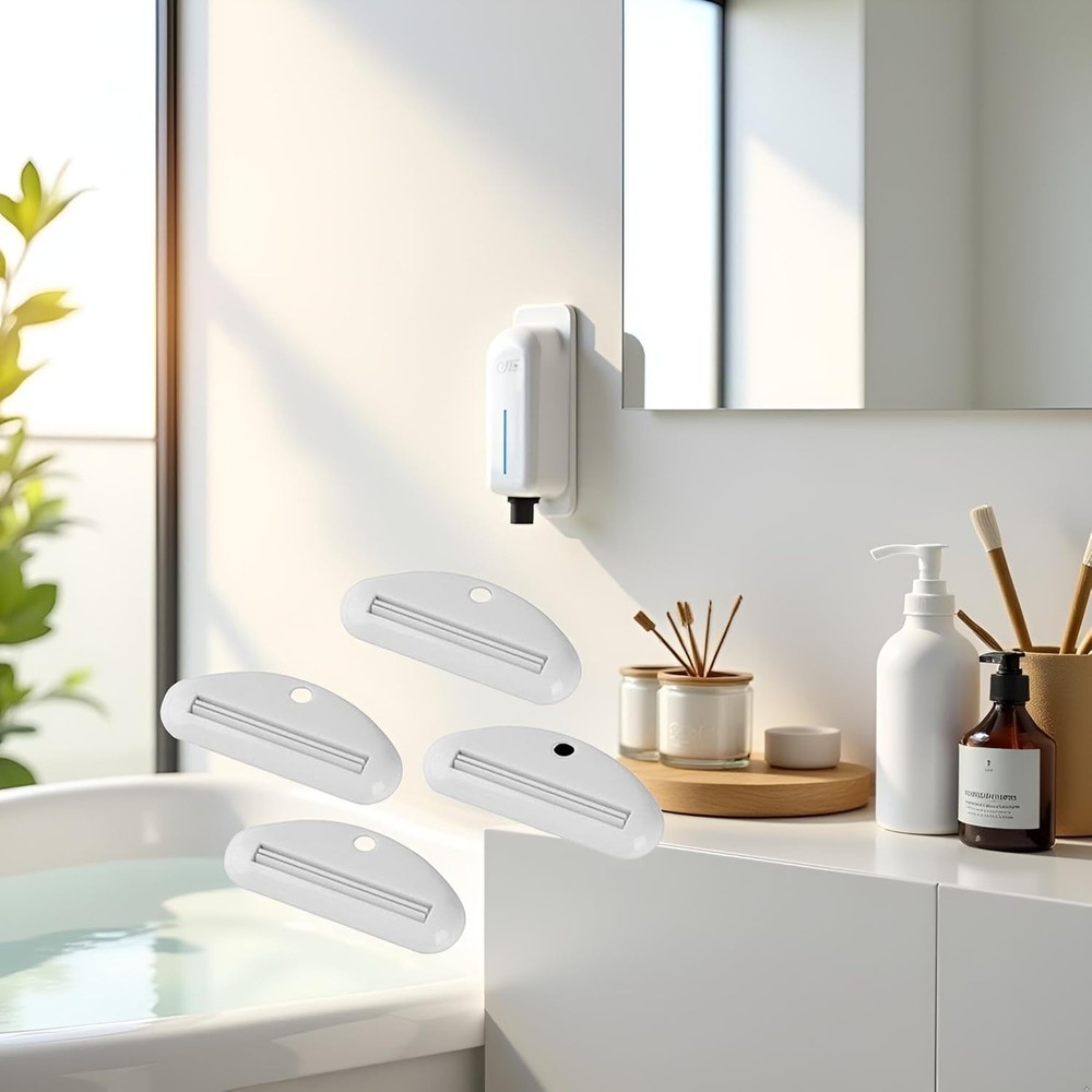 5Pcs White Toothpaste Squeezer,Plastic Toothpaste Tube Squeezer Dispenser,Toothp