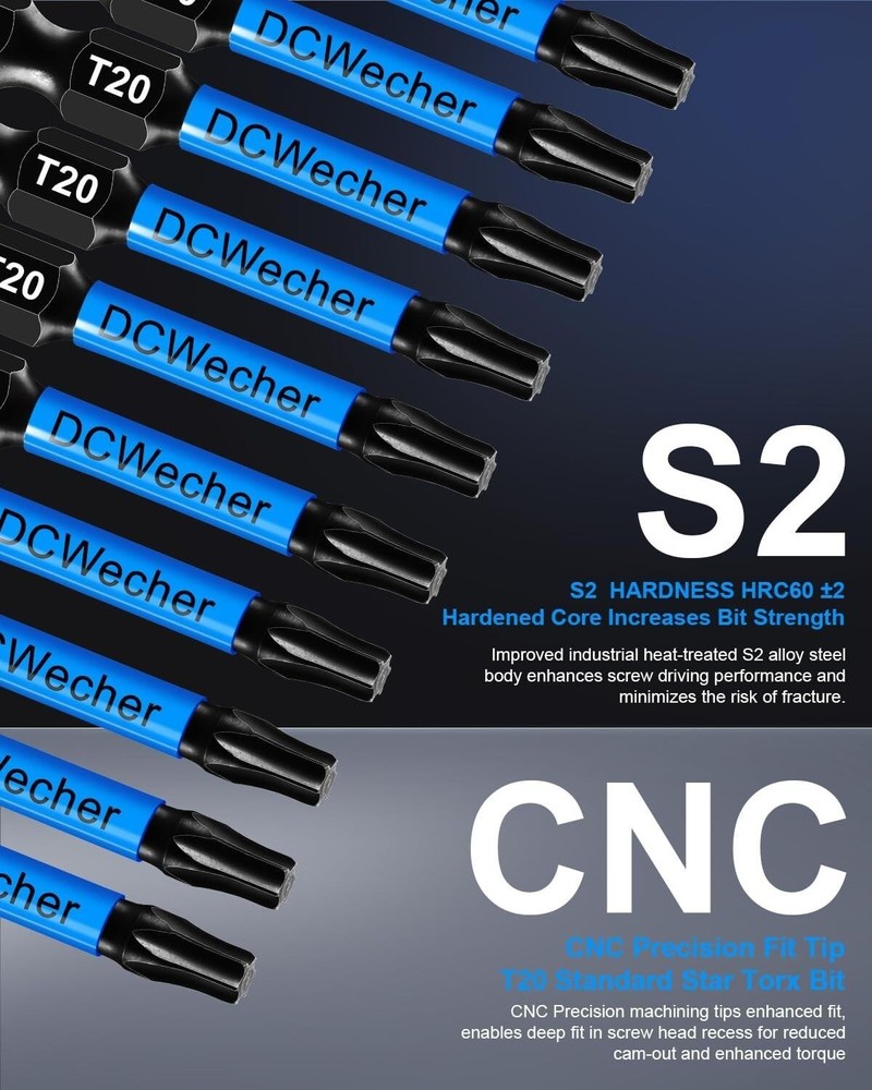 10 Pack T20 Torx Bit 2" Professional Screwdriver Magnetic Bits for Impact Driver