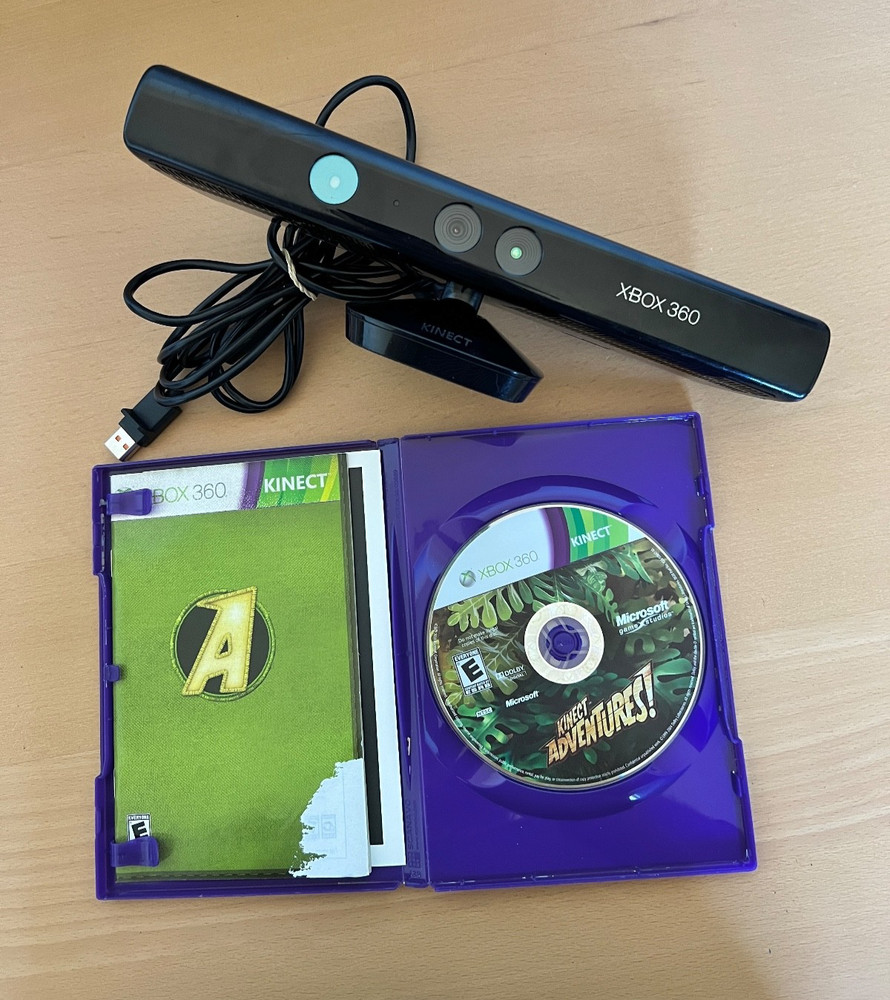 Microsoft Xbox 360 Kinect Camera Motion Sensor Bar & Kinect Adventures Game Tstd