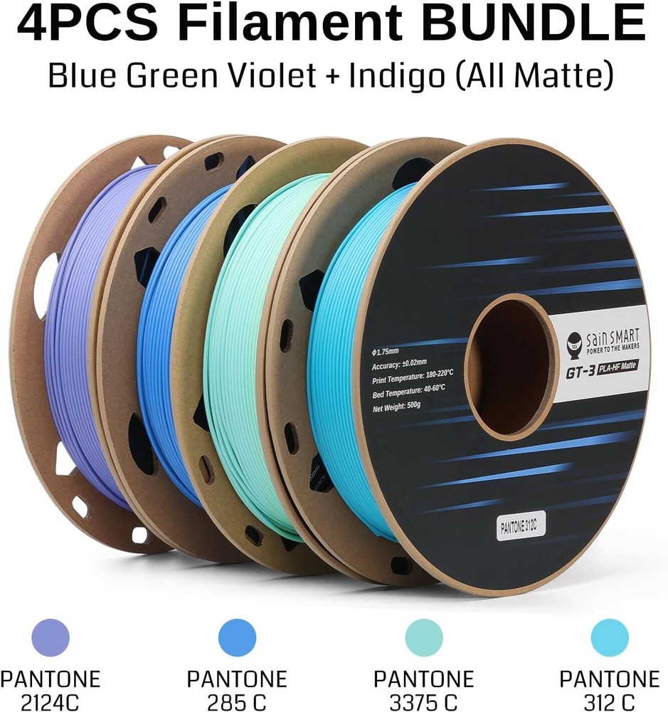 SainSmart GT-3 High Speed Matte PLA Filament Bundle, 3D Printer Filament Bundle