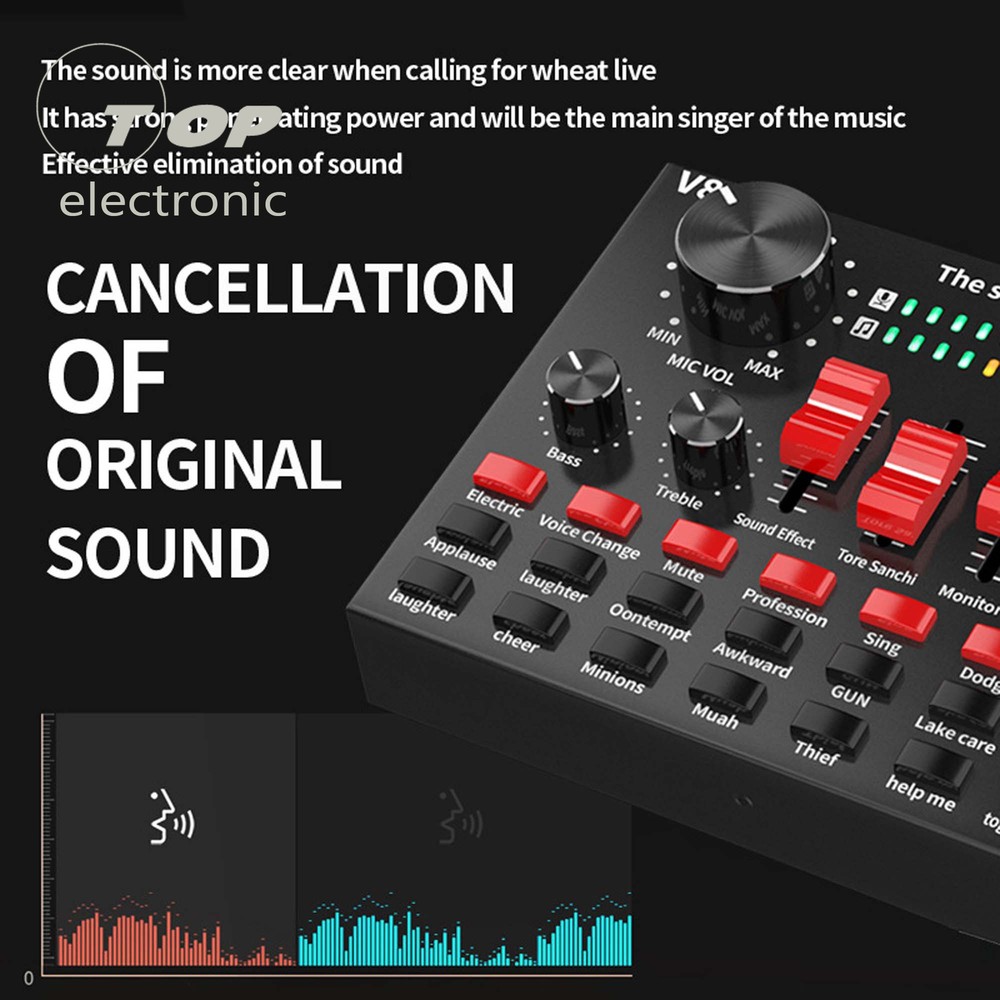 V8S Bluetooth4.2 Audio Broadcast Headset Microphone Webcast Live Sound Card