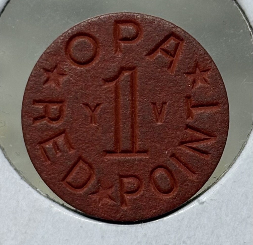 Opa Red Point YV WWII US Ration Token
