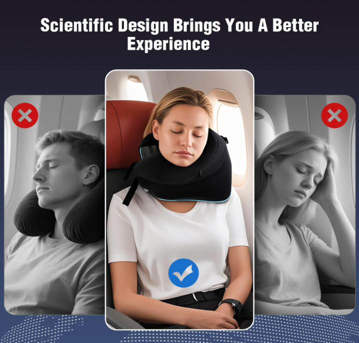 Memory Foam Neck Pillow Airplane Comfort Ergonomic Support Medium Size Soft