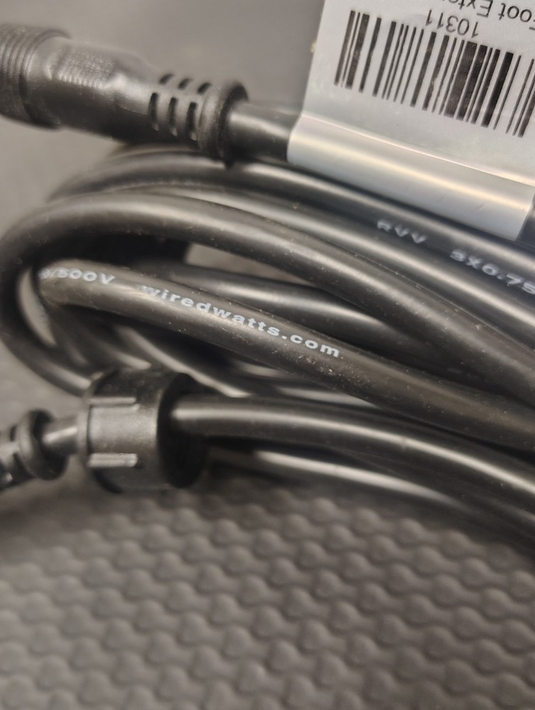 Wired Watts 20 Foot 3 Core Extension Black Ray Wu Connector